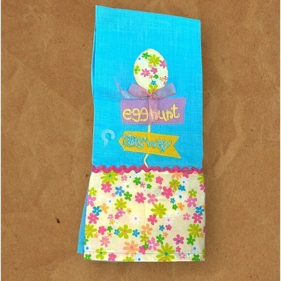 Pier 1 Imports Easter Kitchen Dish Towel 100% Cotton Easter Egg Hunt Hand Towel - Picture 7 of 7